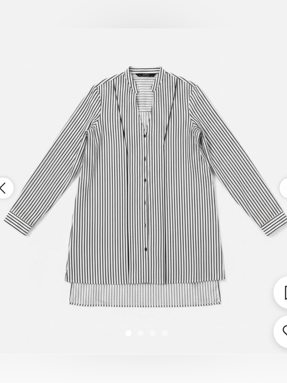 Zara Long High Low Blue White Striped Button Down Blouse Shirt XL